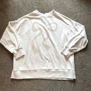 Aerie White Sweatshirt with Subtle Bow Design